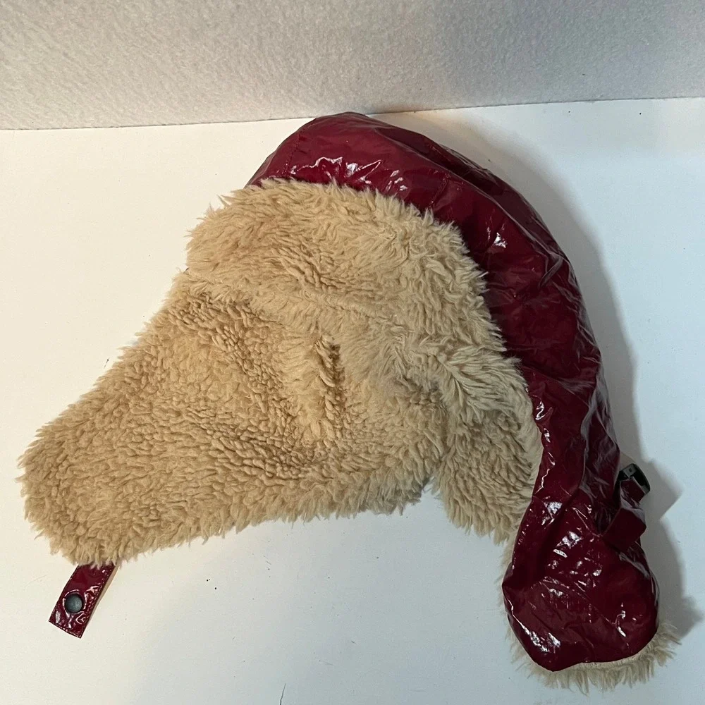 7 A.M. Enfant Polar Hat 200 CH200 Burgundy Faux Fur Trapper‎ Medium 1-2T